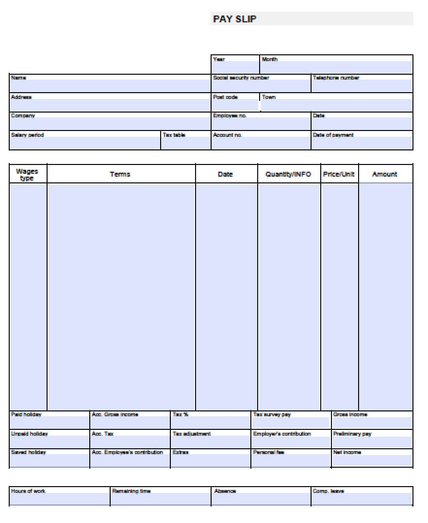27 Images Of Printable Blank Payroll Template | Jackmonster With Blank Pay Stub Template Word