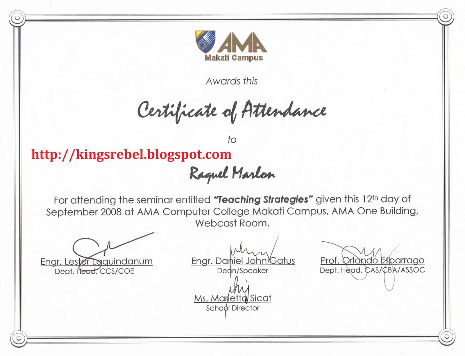 28+ [ Certificate Of Attendance Seminar Template ] | Best Within Attendance Certificate Template Word
