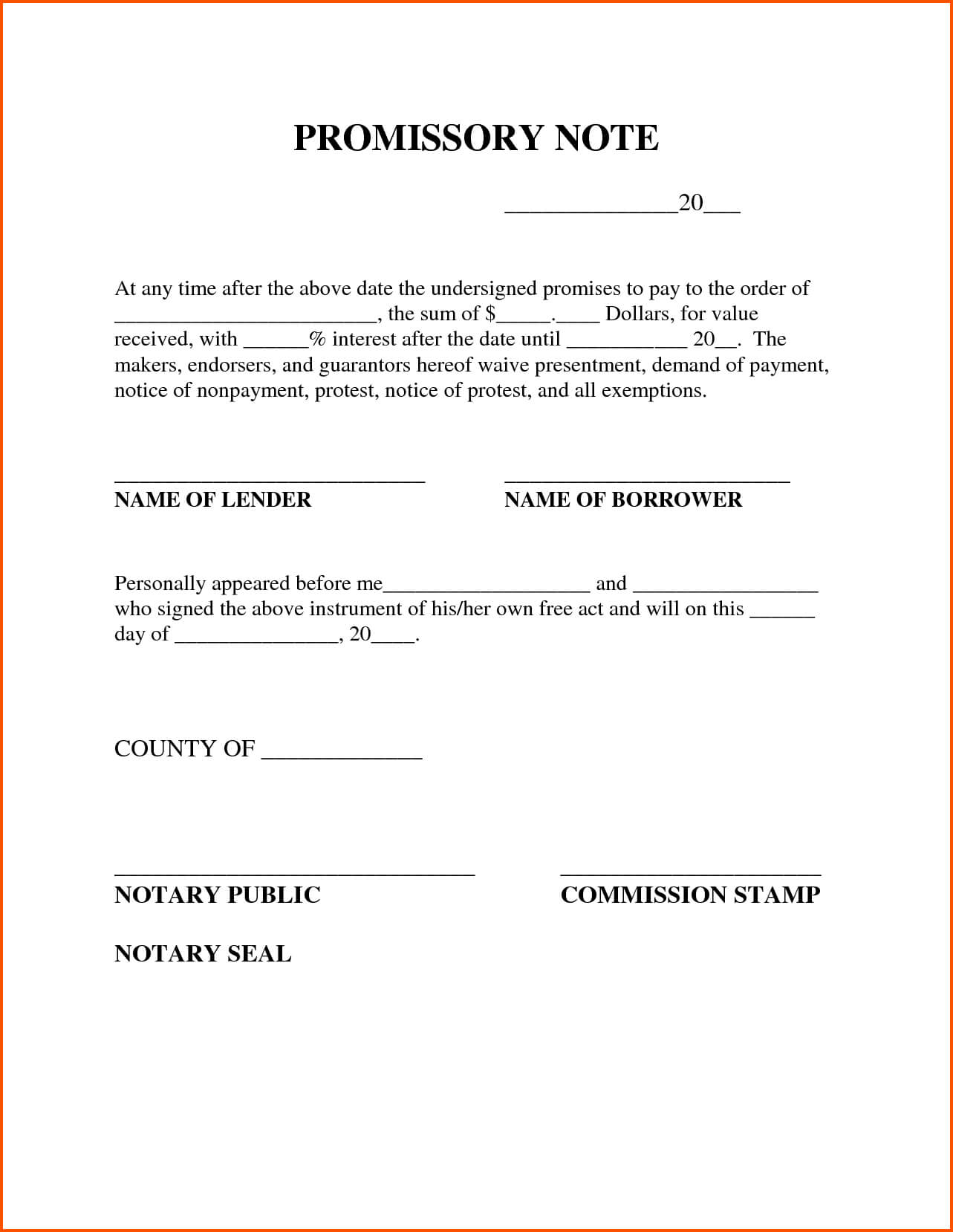 28 Images Of Blank Promissory Note Template For Vehicle Throughout Auto Promissory Note Template