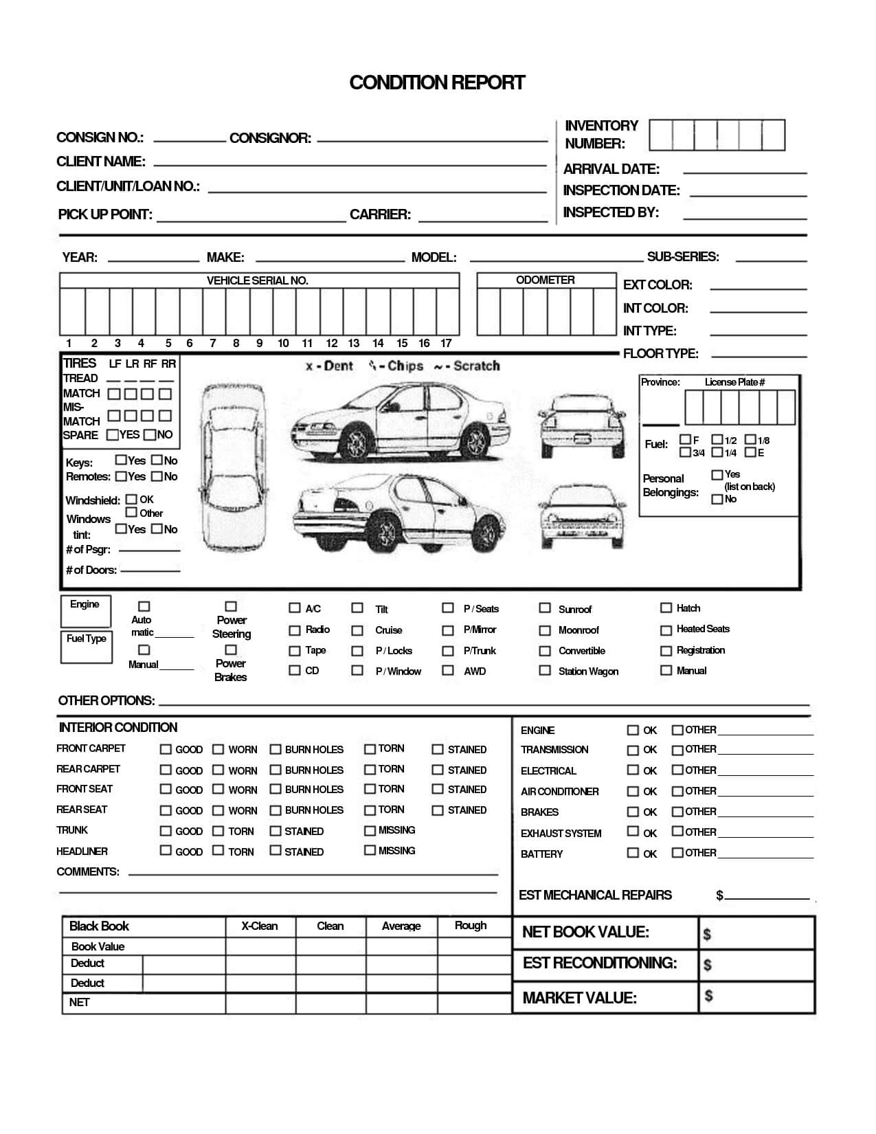 28+ [ Vehicle Condition Report Form Template ] | Vehicle Intended For Car Damage Report Template
