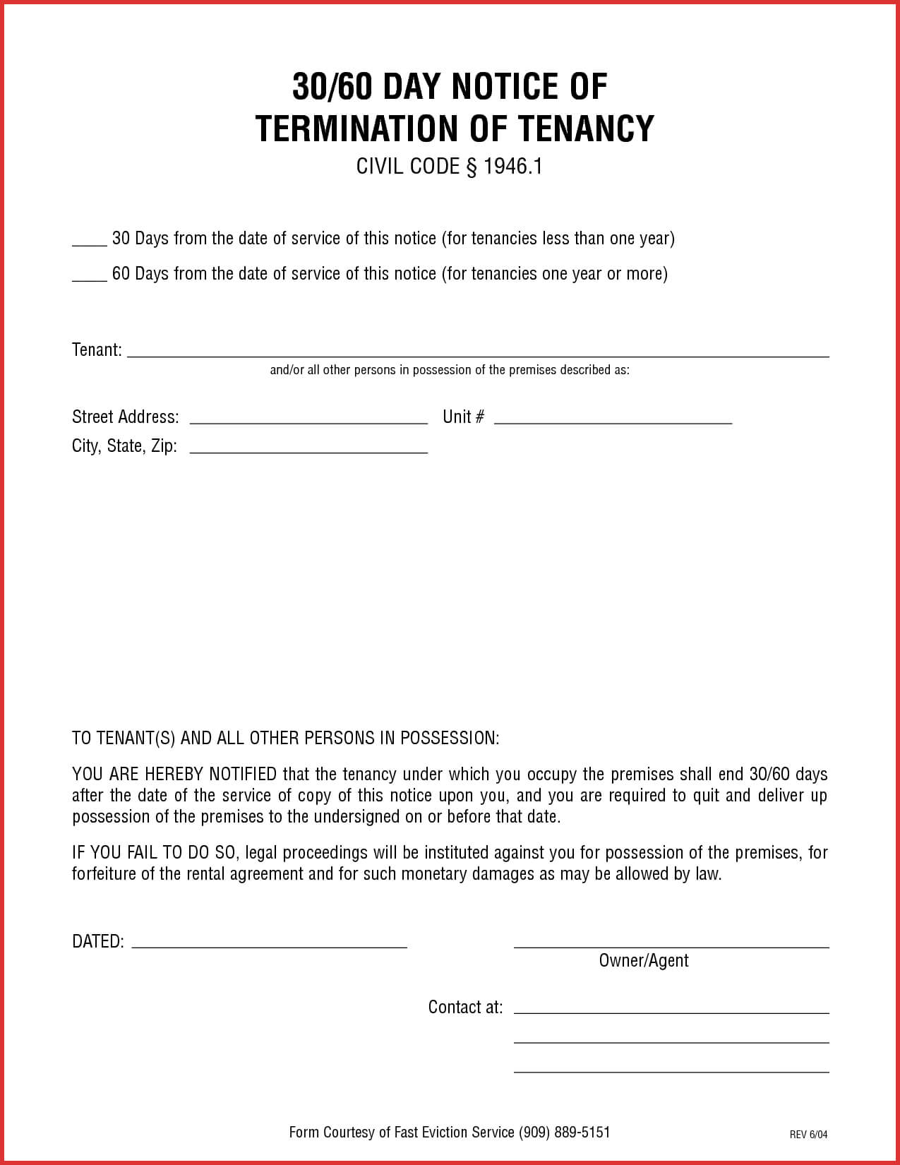 30 Day Eviction Notice Pdf – Colona.rsd7 In 30 Day Notice To Landlord California Template