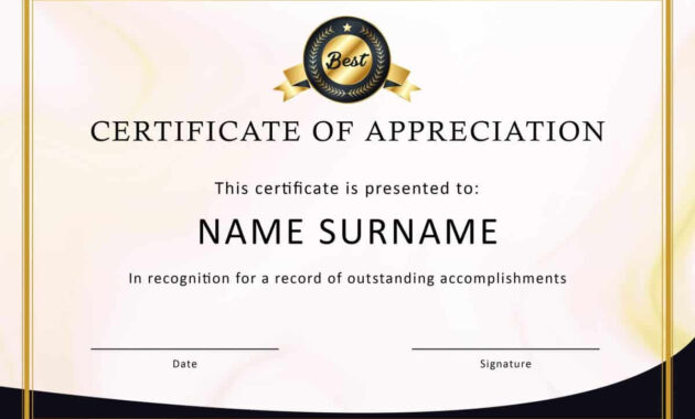30 Free Certificate Of Appreciation Templates And Letters in Certificate Of Appreciation Template Free Printable