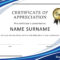 30 Free Certificate Of Appreciation Templates And Letters intended for Certificate Of Recognition Word Template