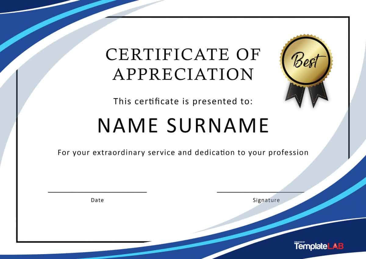 30 Free Certificate Of Appreciation Templates And Letters Intended For Certificate Of Recognition Word Template