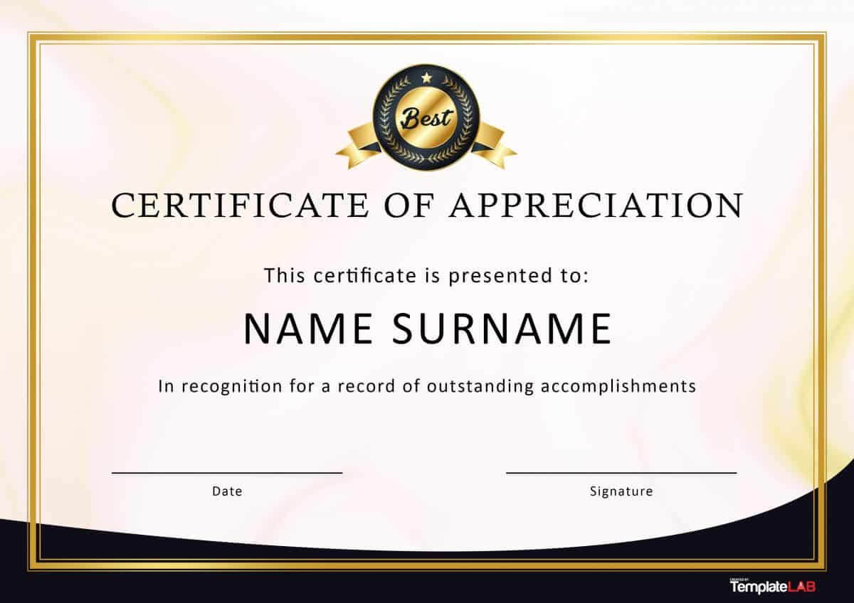 30 Free Certificate Of Appreciation Templates And Letters Throughout Certificate Of Appearance Template