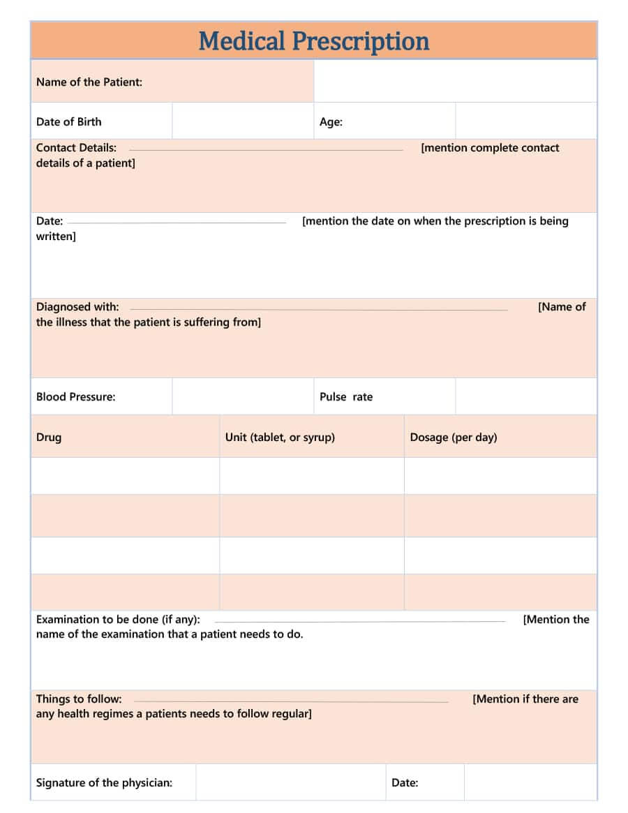 32 Real & Fake Prescription Templates - Printable Templates For Blank Prescription Pad Template