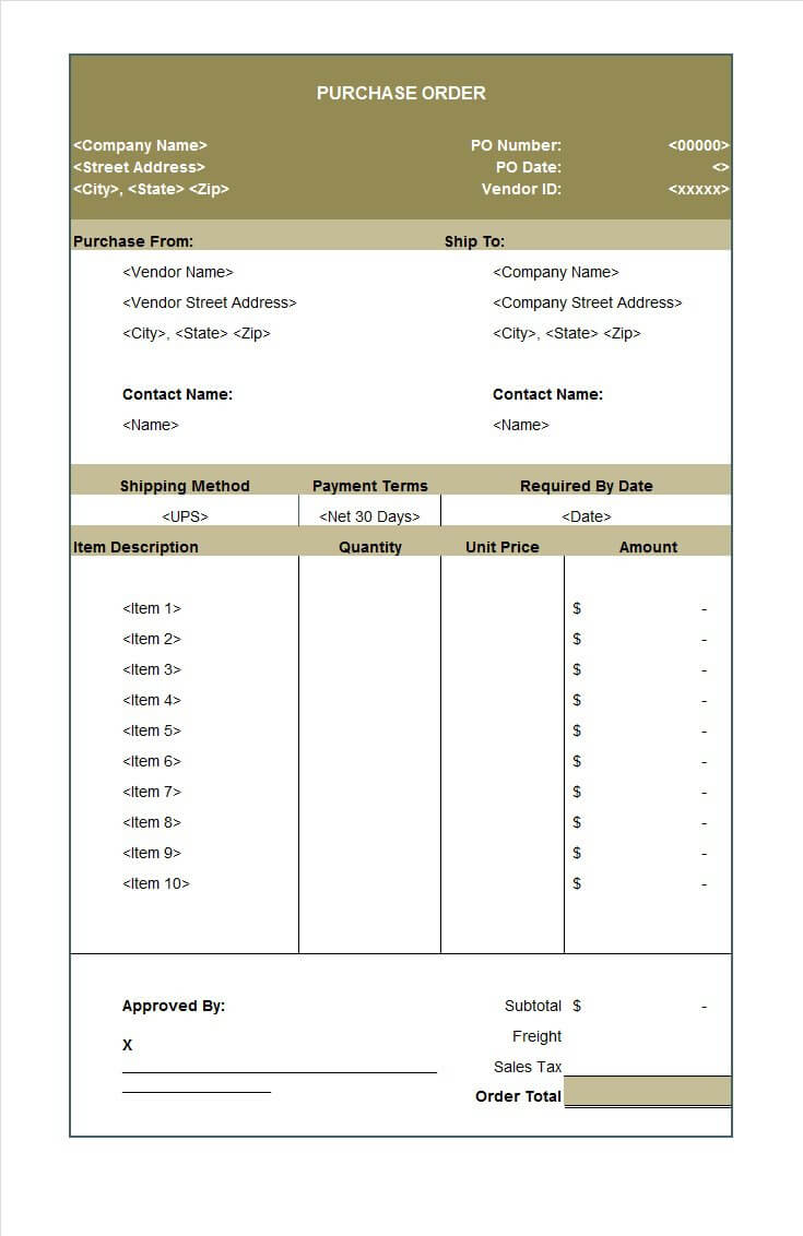 37 Free Purchase Order Templates In Word & Excel In Blank Money Order Template
