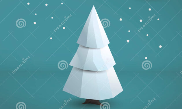 3D Low Poly Christmas Tree Card Template Stock Illustration within 3D Christmas Tree Card Template