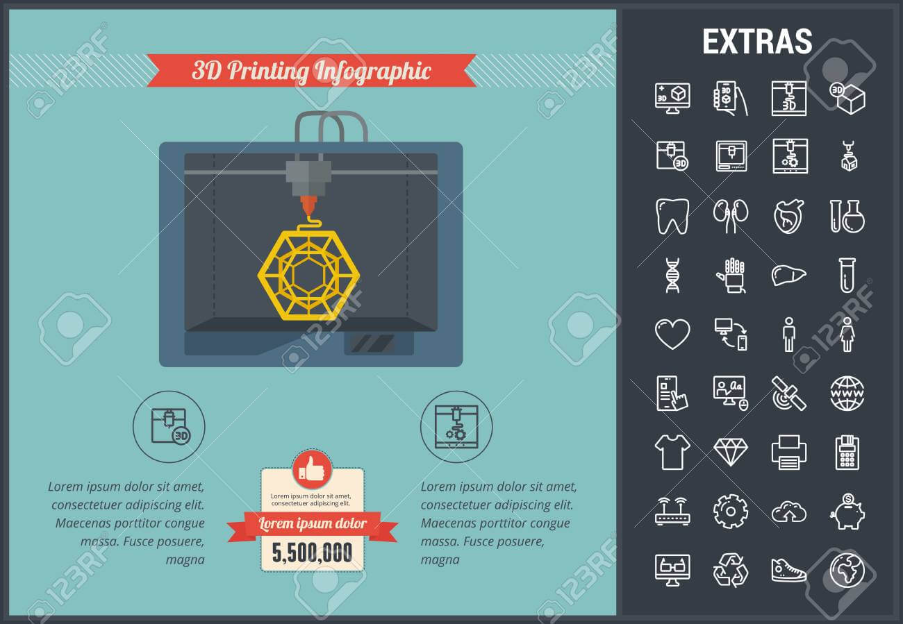 3D Printing Infographic Template, Elements And Icons. Infograph.. Intended For 3D Printer Templates