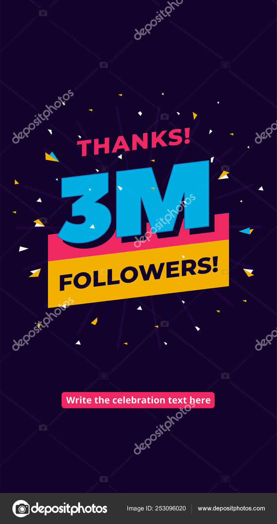 3M Followers, One Million Followers Social Media Post With 3M Label Template