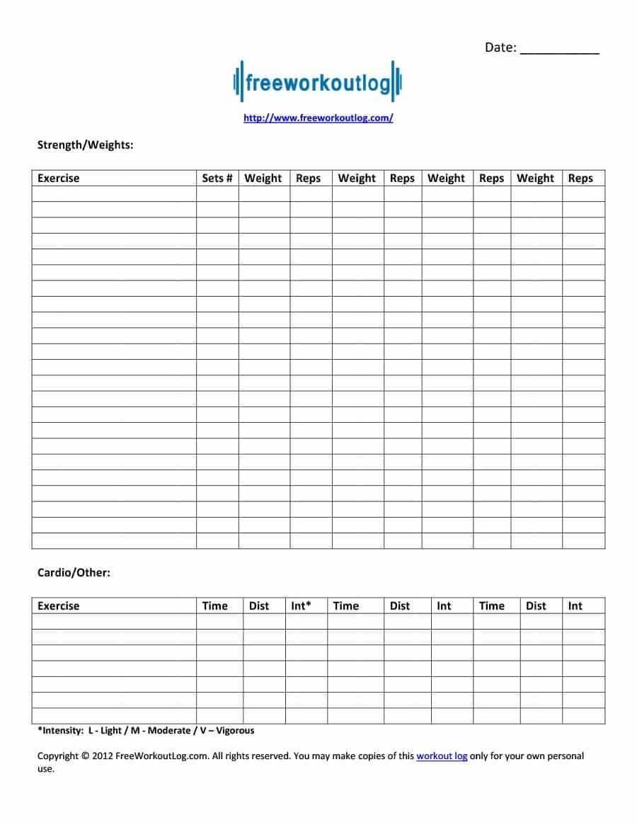 40+ Effective Workout Log & Calendar Templates ᐅ Template Lab With Regard To Blank Workout Schedule Template
