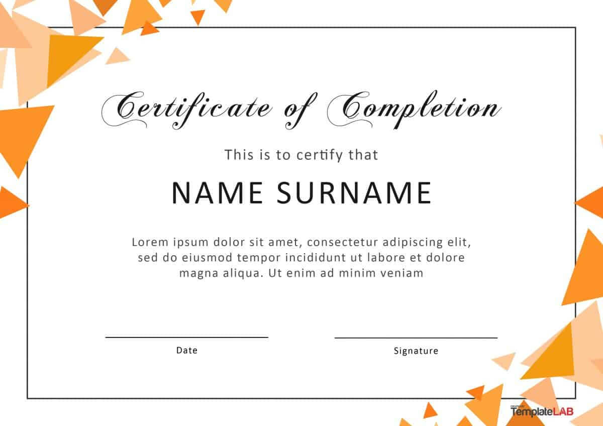 40 Fantastic Certificate Of Completion Templates [Word Throughout Certificate Of Completion Free Template Word