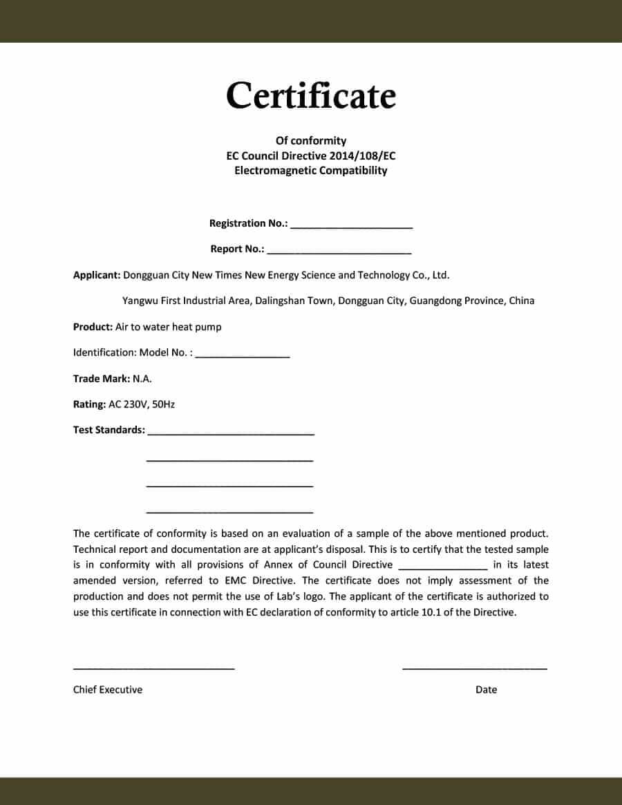 40 Free Certificate Of Conformance Templates & Forms ᐅ For Certificate Of Compliance Template