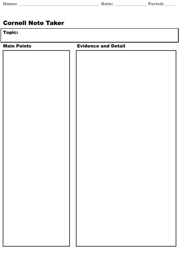 40 Free Cornell Note Templates (With Cornell Note Taking With Regard To 3 Column Notes Template