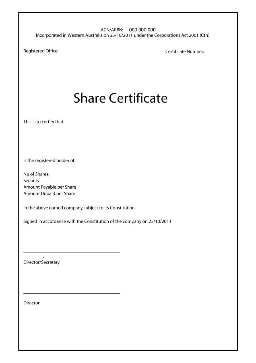 40+ Free Stock Certificate Templates (Word, Pdf) ᐅ Template Lab Pertaining To Blank Share Certificate Template Free