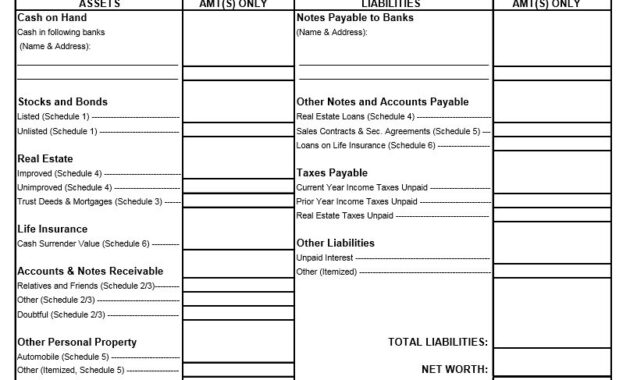 40+ Personal Financial Statement Templates &amp; Forms ᐅ regarding Blank Personal Financial Statement Template