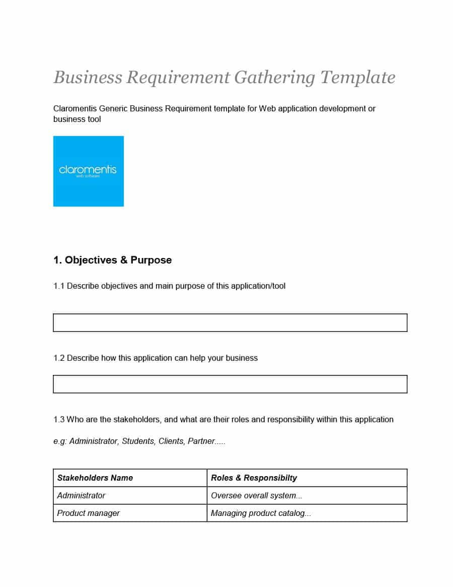 40+ Simple Business Requirements Document Templates ᐅ For Business Requirement Document Template Simple