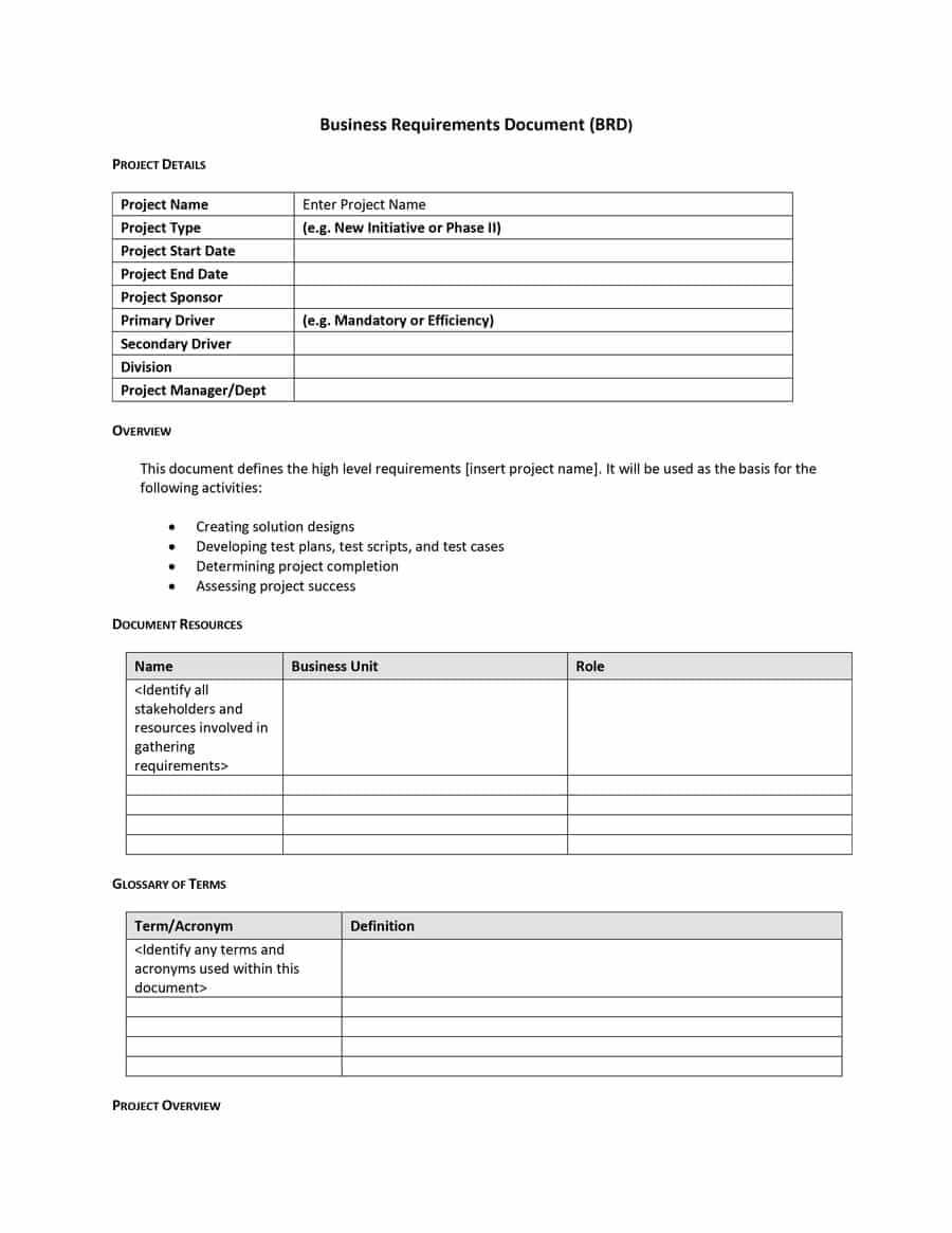 40+ Simple Business Requirements Document Templates ᐅ For Business Requirements Document Template Word