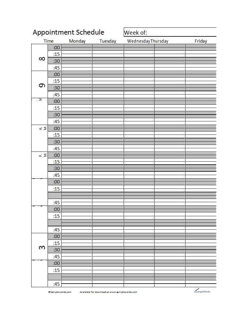 45 Printable Appointment Schedule Templates [& Appointment With Appointment Sheet Template Word