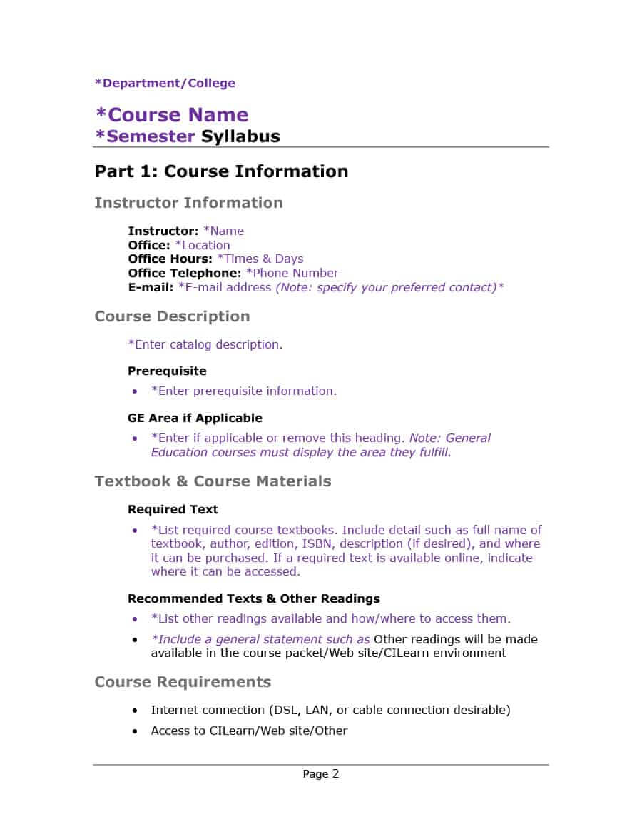 47 Editable Syllabus Templates (Course Syllabus) ᐅ Template Lab In Blank Syllabus Template