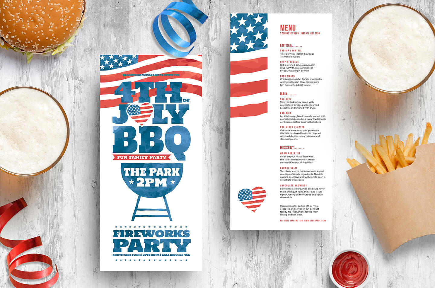 4Th Of July Dl Rack Card Template In Psd, Ai & Vector With 4Th Of July Menu Template