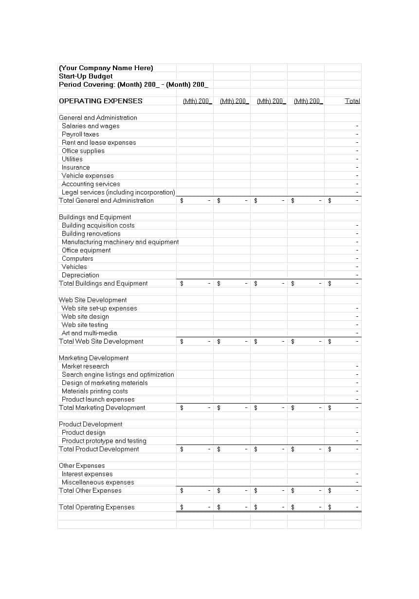 50 Best Startup Budget Templates (Free Download) ᐅ Template Lab In Business Costing Template
