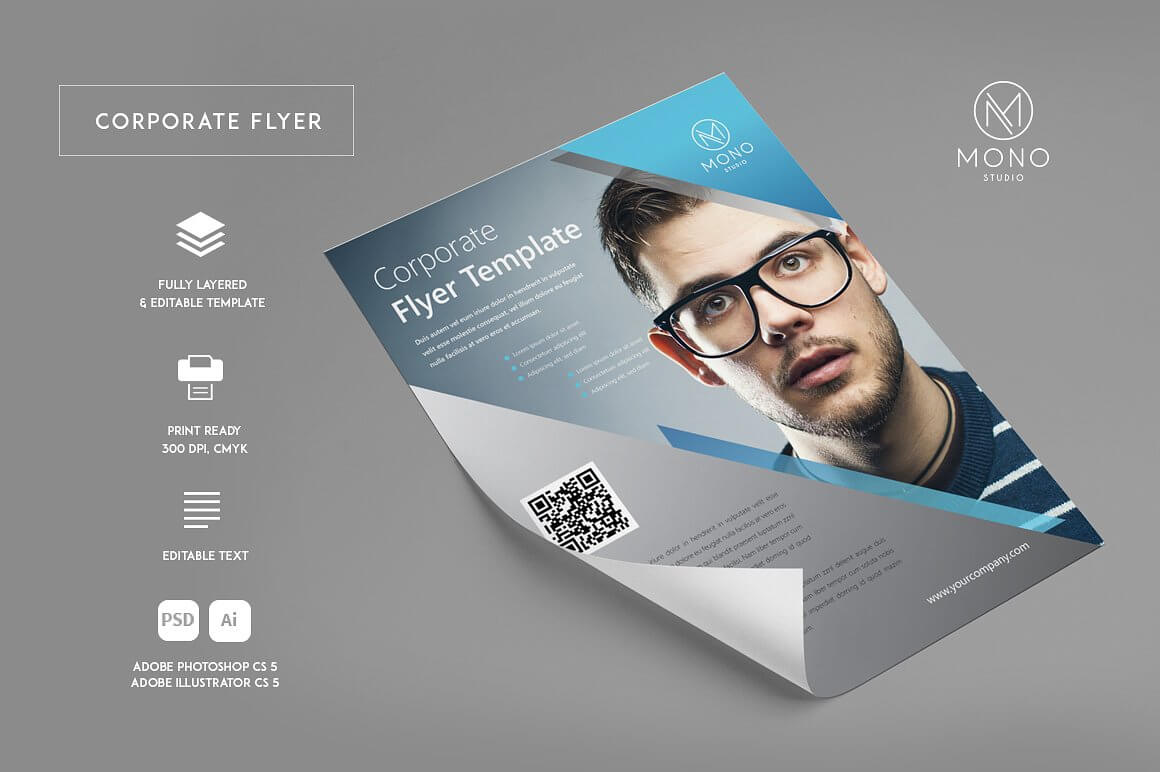 50+ Business / Corporate Flyer Psd Templates With Attractive Regarding Adobe Illustrator Flyer Template