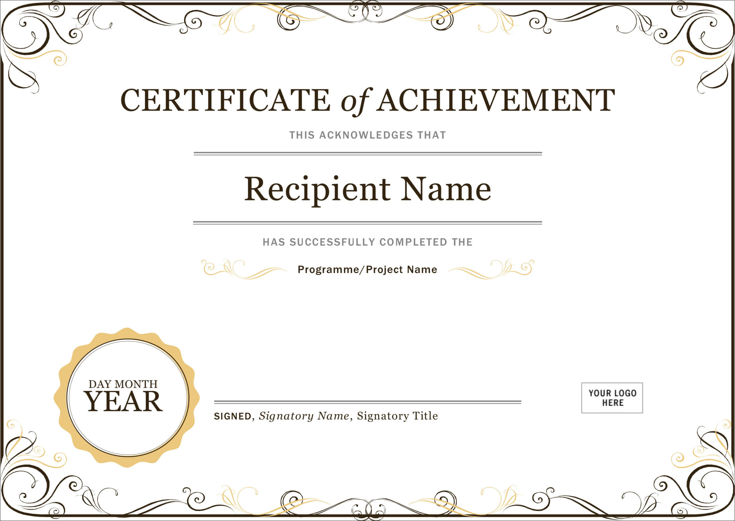 50 Free Creative Blank Certificate Templates In Psd Regarding Certificate Of Achievement Template Word