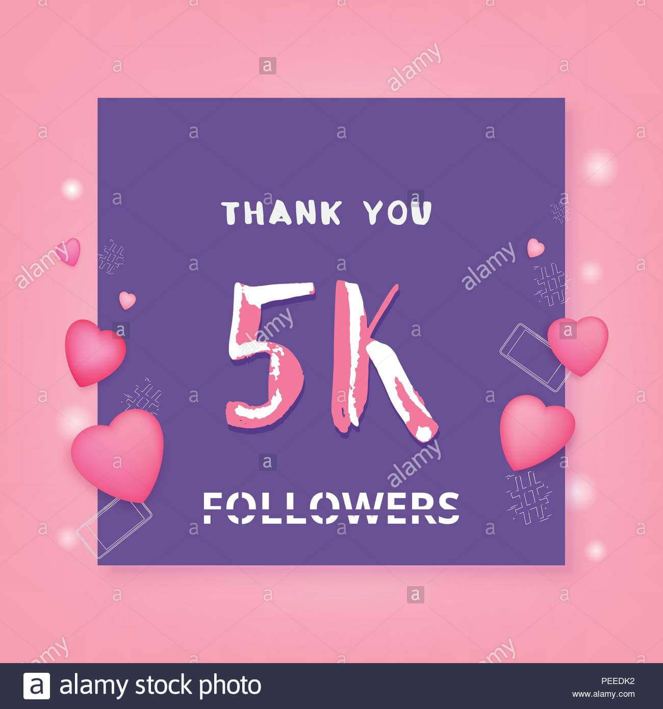 5K Followers Thank You Square Banner. Template For Social In 5K Flyer Template