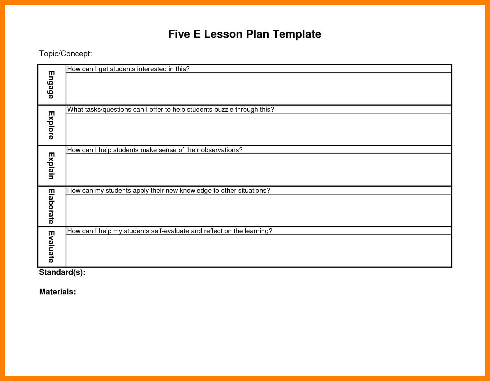 6+ 5 E Lesson Plan Template | Time Table Chart For 5 E Lesson Plan Template