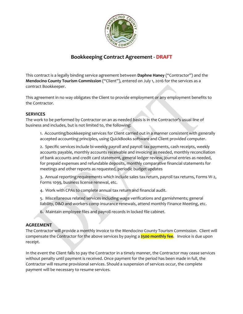 6+ Bookkeeping Contract Templates – Pdf, Word | Free With Regard To Bookkeeping Letter Of Engagement Template