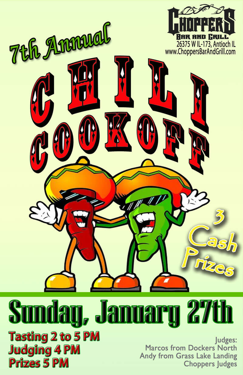 7Th Annual Chili Cook Off January 27Th At Choppers Bar And Inside Chili Cook Off Flyer Template