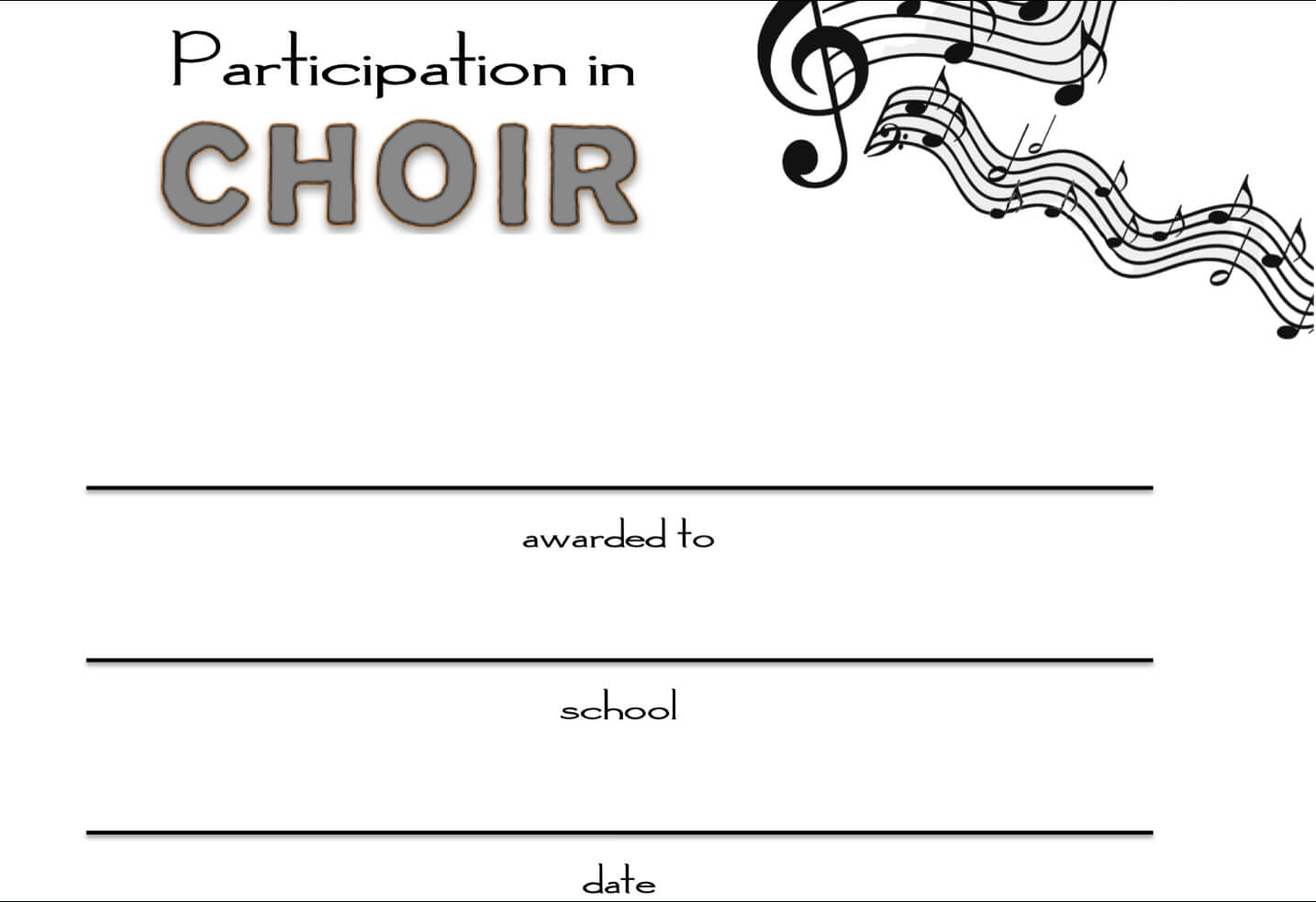 8+ Free Choir Certificate Of Participation Templates – Pdf For Certificate Of Participation Word Template