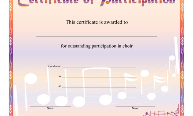 8+ Free Choir Certificate Of Participation Templates - Pdf in Choir Certificate Template
