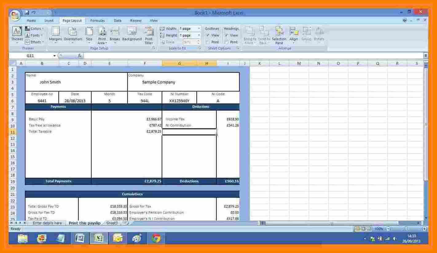 8+ Free Salary Payslip Template Excel | Shrewd Investment Within Blank Payslip Template