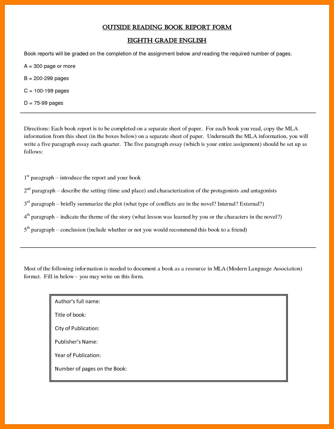8+ Free Sample Book Reports | Shrewd Investment Throughout Book Report Template High School