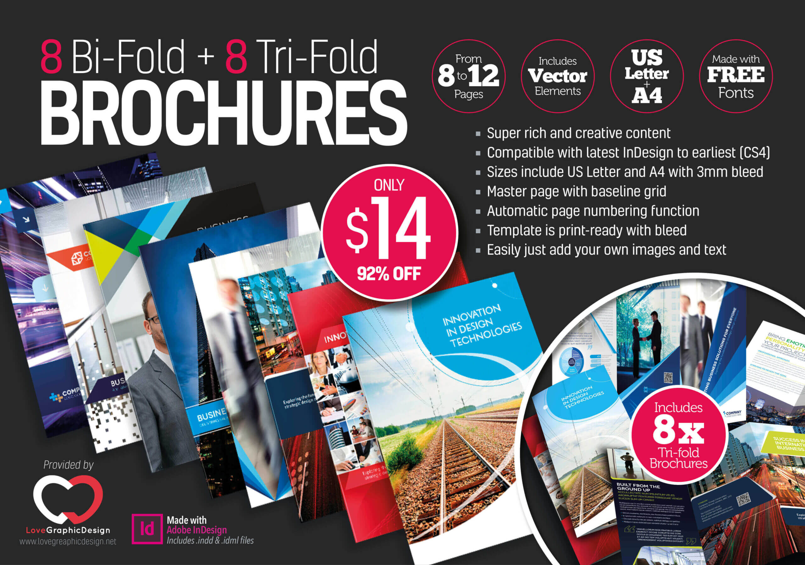 8 Print Ready Indesign Bi Fold & Tri Fold Brochure Templates Within Adobe Indesign Tri Fold Brochure Template