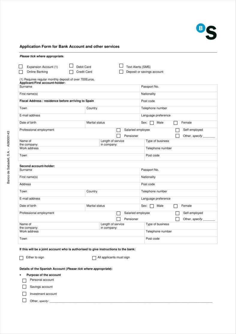 9+ Account Application Form Templates – Free Pdf Format Intended For Business Account Application Form Template