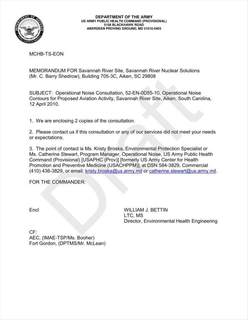 9+ Army Letterhead Templates | Free Samples, Examples Pertaining To Army Memorandum Template Word
