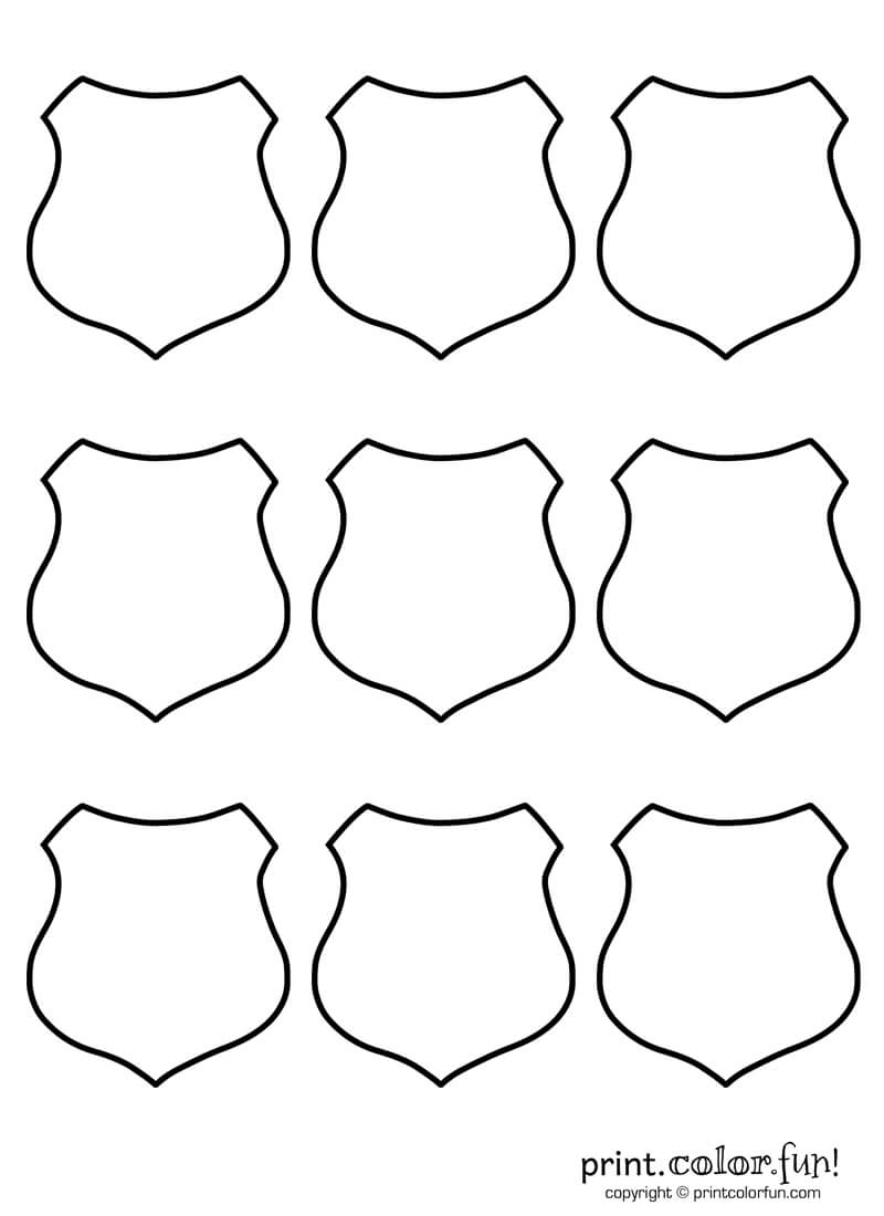9 Blank Shields Coloring Page – Print. Color. Fun! Intended For Blank Shield Template Printable
