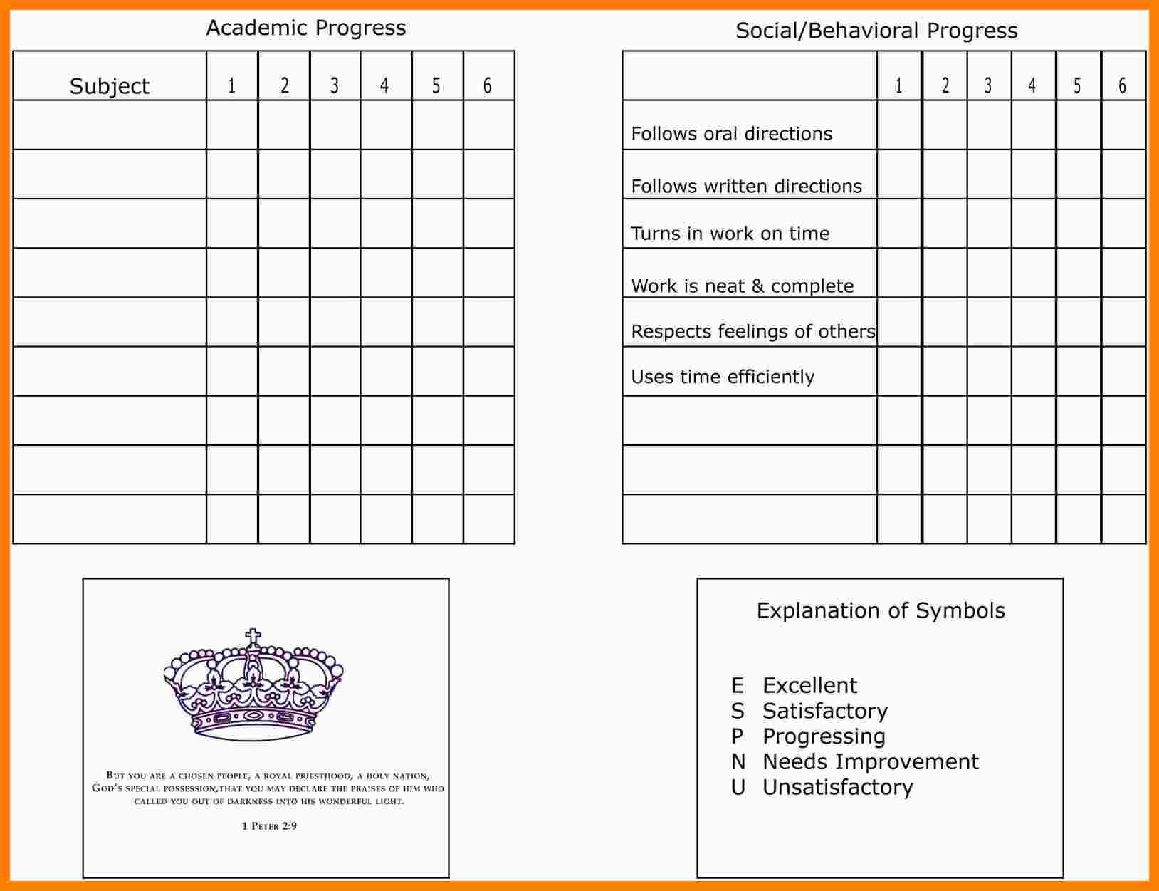 9+ Free School Report Templates | Marlows Jewellers Regarding Blank Report Card Template
