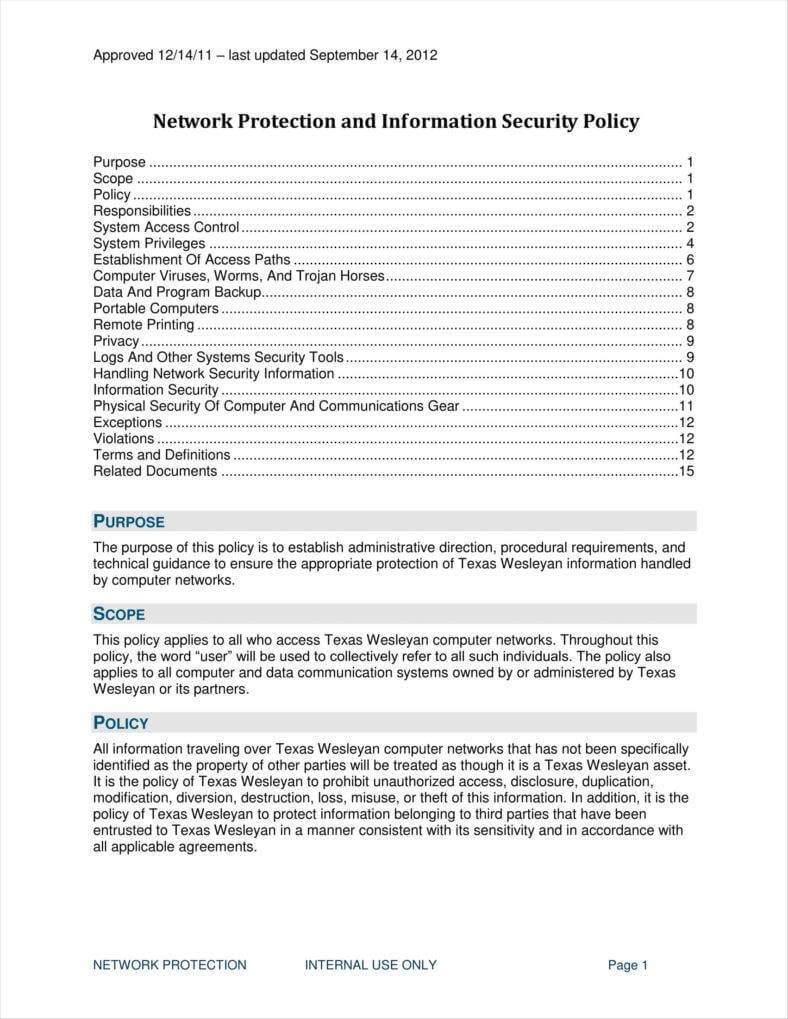 9+ It Policy Templates – Free Pdf, Doc Format Download Inside Access Control Policy Template