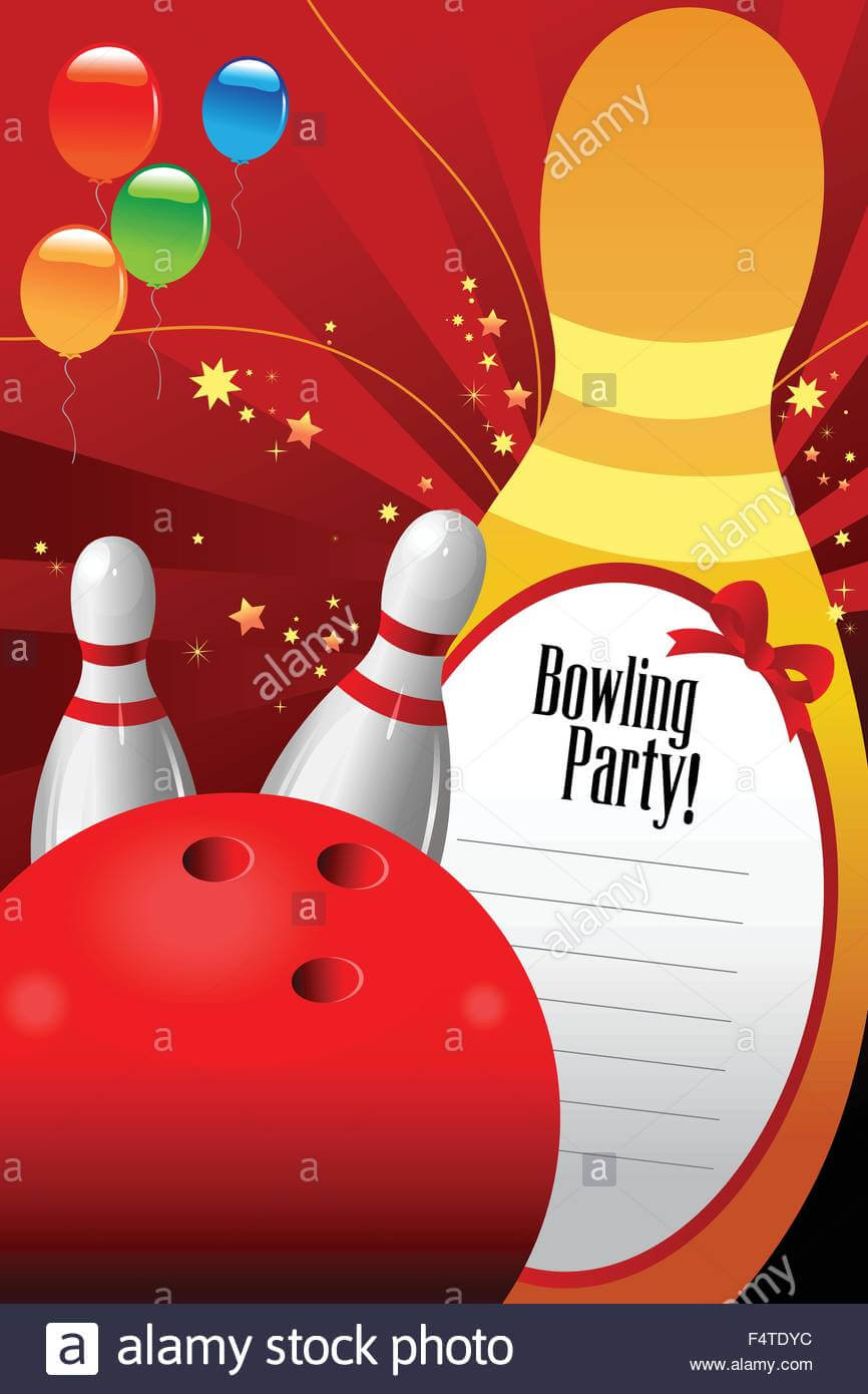 A Vector Illustration Of Bowling Party Invitation Template Throughout Bowling Party Flyer Template