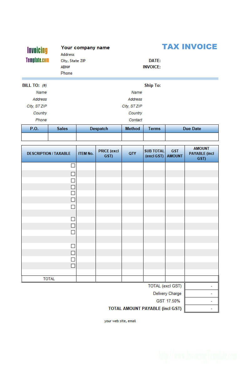 Abn Tax Invoice – Free Invoice Templates For Excel / Pdf In Australian Invoice Template Word