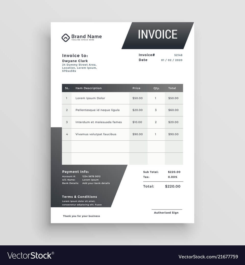 Abstract Black Invoice Template Design Intended For Black Invoice Template