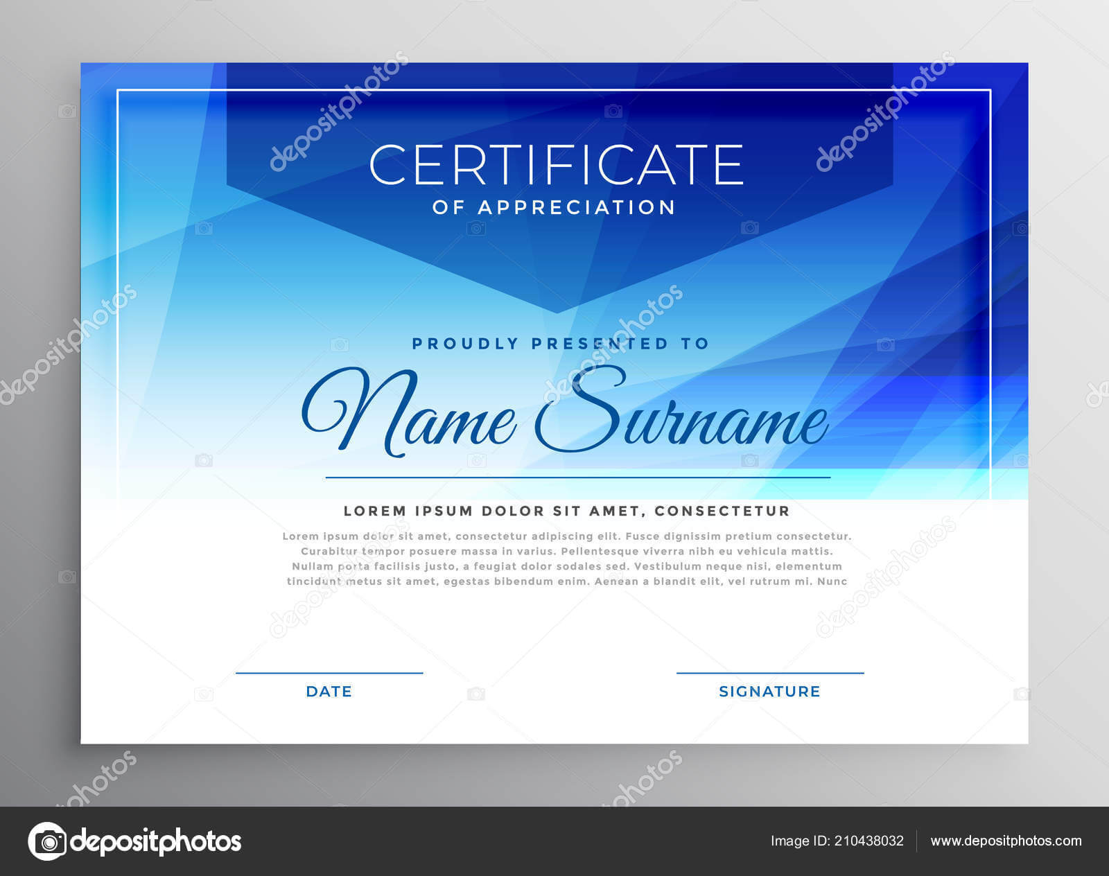 Abstract Blue Award Certificate Design Template — Stock Throughout Award Certificate Design Template