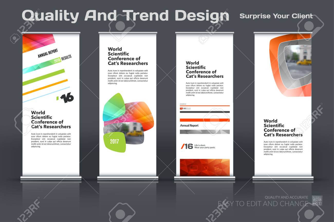Abstract Business Vector Set Of Modern Roll Up Banner Stand Design.. Within Banner Stand Design Templates