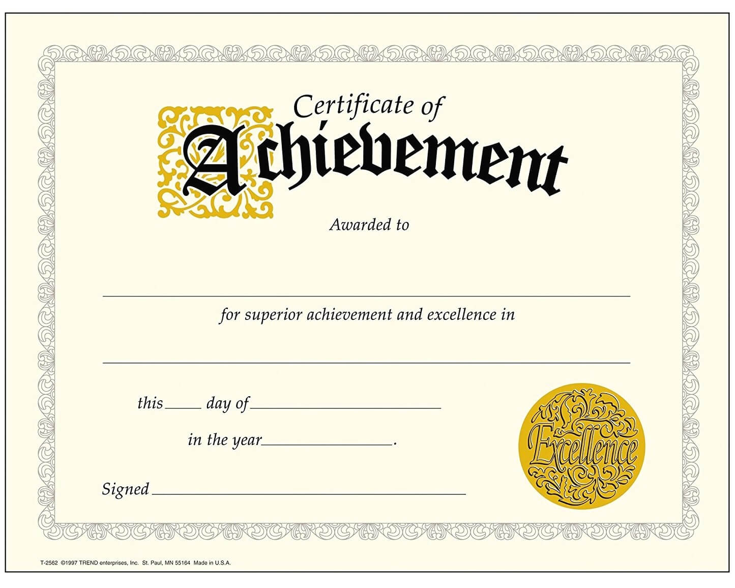 Achievement Certificate Best Of Trend Enterprises Classic Pertaining To Certificate Of Achievement Template Word