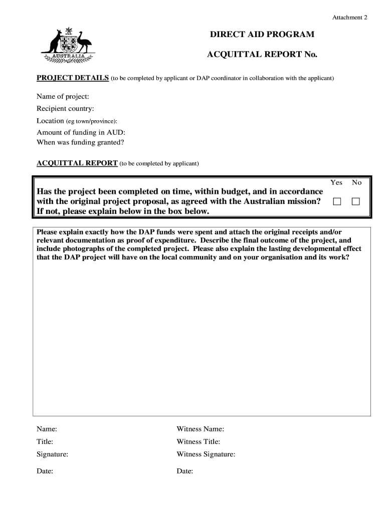 Acquittal Form - Fill Online, Printable, Fillable, Blank Inside Acquittal Report Template