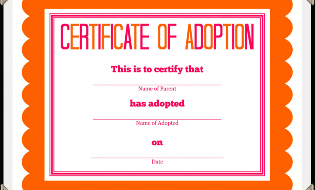 Adoption Certificate Template – Certificate Templates within Blank Adoption Certificate Template